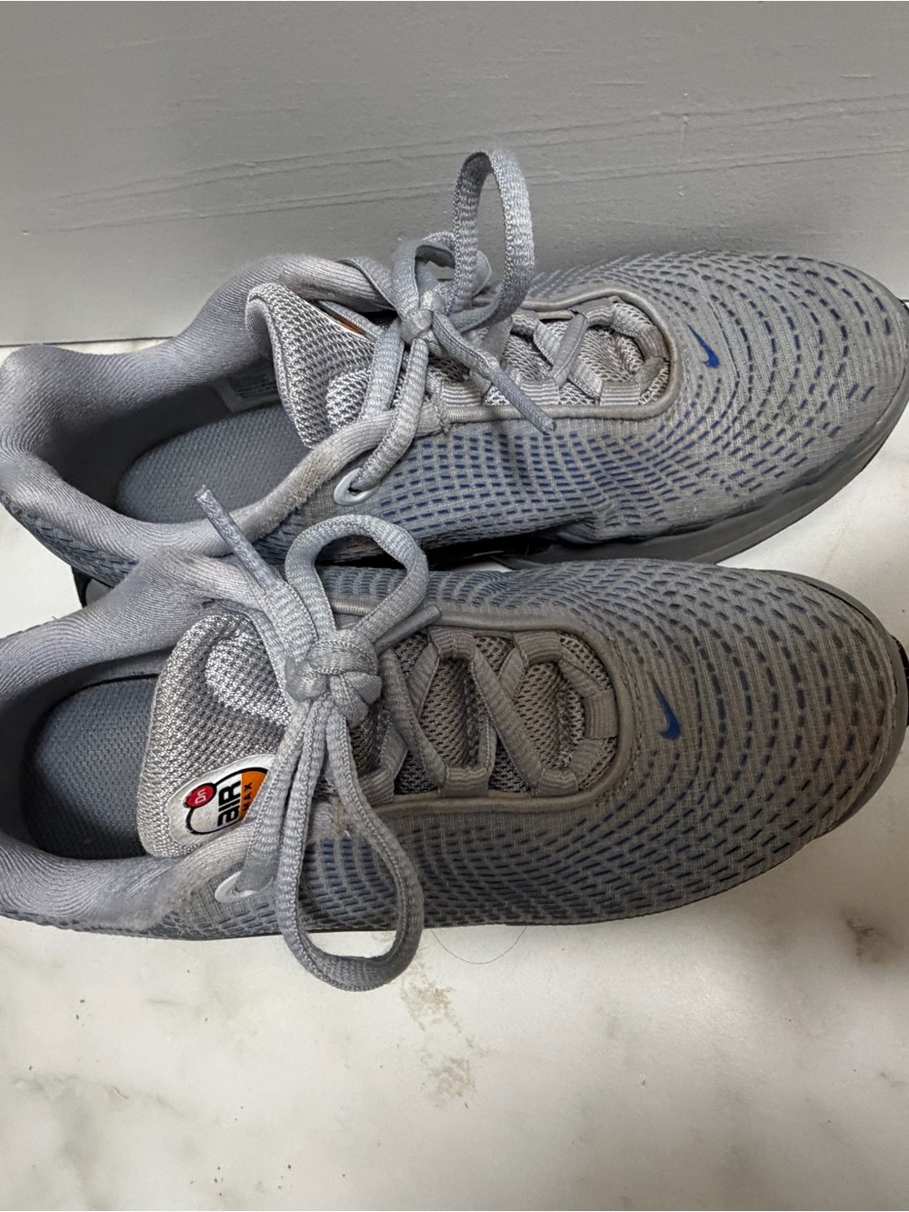 Nike Kids' Light Grey Mesh Sneakers with Small Blue Swoosh